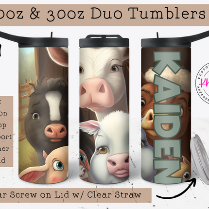 Barnyard Bonanza Farm Animals 20oz Tumbler with Straw