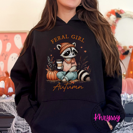Feral Girl Autumn Unisex Shirt - Raccoon Fall Vibes for Wild Spirits