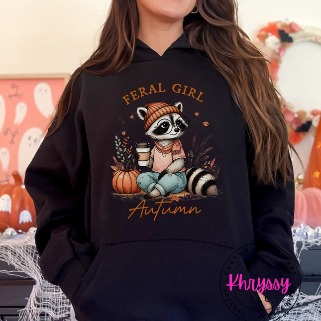 Feral Girl Autumn Unisex Shirt - Raccoon Fall Vibes for Wild Spirits