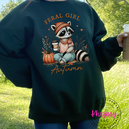 Feral Girl Autumn Unisex Shirt - Raccoon Fall Vibes for Wild Spirits