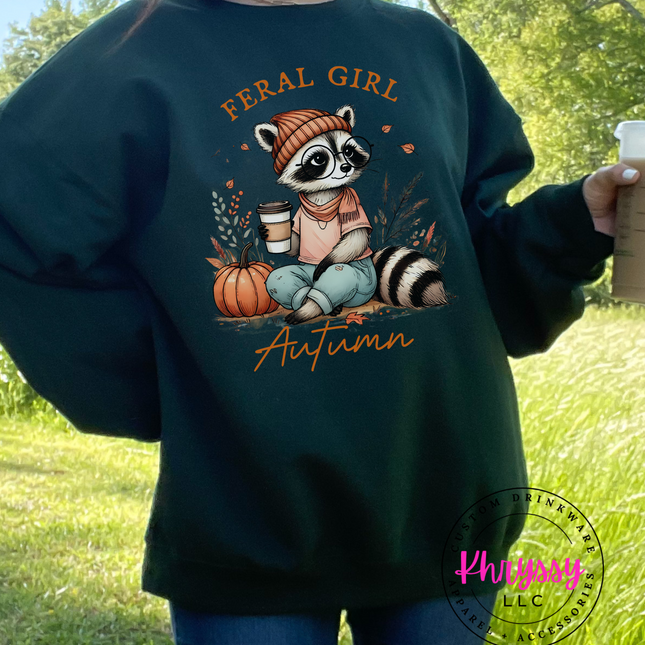 Feral Girl Autumn Unisex Shirt - Raccoon Fall Vibes for Wild Spirits