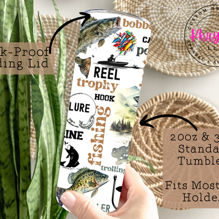 Reel Catch Fishing Enthusiast 20oz Tumbler with Straw