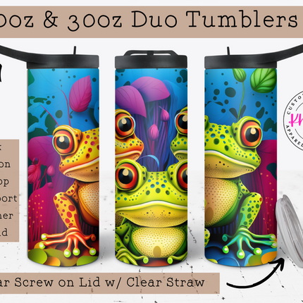 Funky Frog Fiesta 20oz Tumbler with Straw