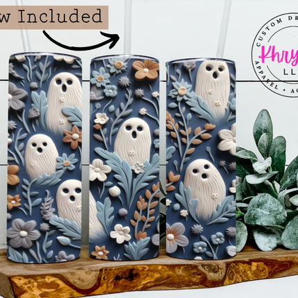 Spooky Ghost 20oz Tumbler with Straw