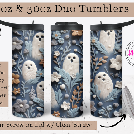 Spooky Ghost 20oz Tumbler with Straw