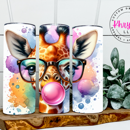 Giraffe Bubblegum Bliss 20oz Tumbler with Straw