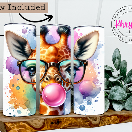Giraffe Bubblegum Bliss 20oz Tumbler with Straw