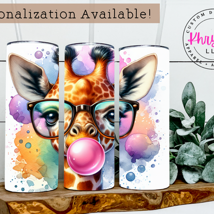 Giraffe Bubblegum Bliss 20oz Tumbler with Straw