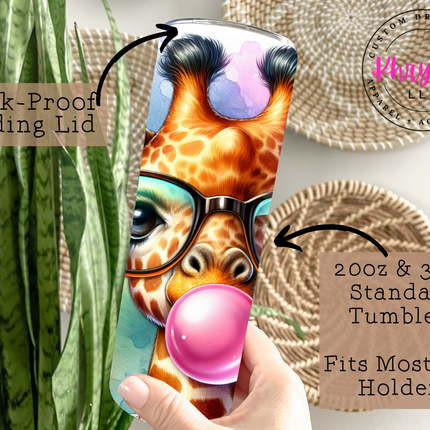 Giraffe Bubblegum Bliss 20oz Tumbler with Straw
