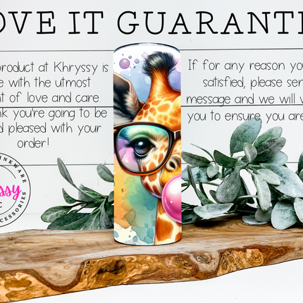 Giraffe Bubblegum Bliss 20oz Tumbler with Straw