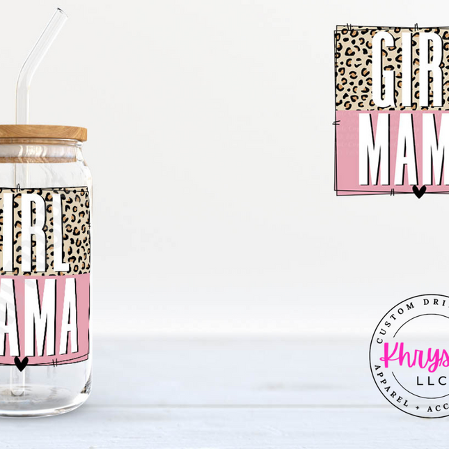 16oz Girl Mom Libbey Glass with Glass Straw