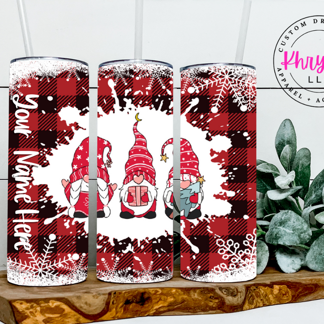 Gnome Christmas 20oz Custom Tumbler with Straw