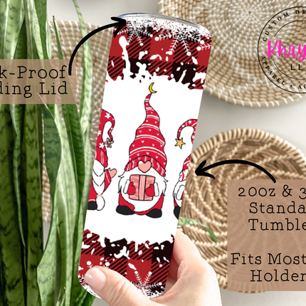 Gnome Christmas 20oz Custom Tumbler with Straw