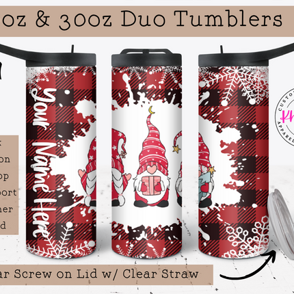 Gnome Christmas 20oz Custom Tumbler with Straw