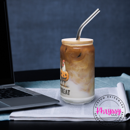 Chick or Treat 16oz Libbey Glass with Straw