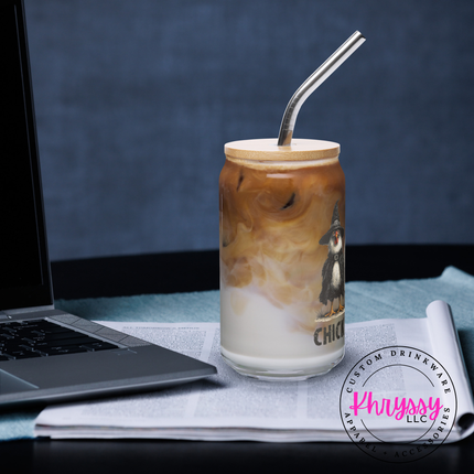 Chick or Treat 16oz Libbey Glass with Straw