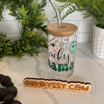 Lucky Mama Charm: 16oz Glass Libbey Cup