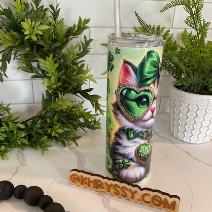 St. Patrick's Day Purr-fect Celebration 20oz Tumbler with Straw