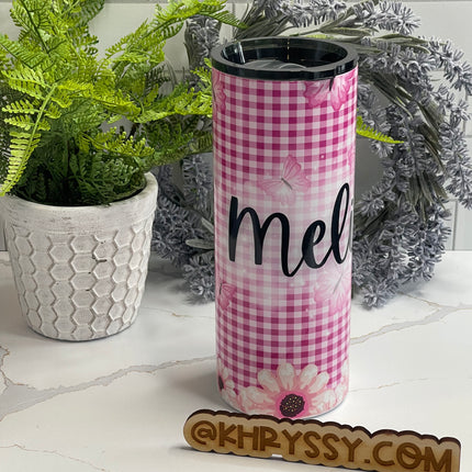 Pink Daisy Picnic 20oz Tumbler with Straw
