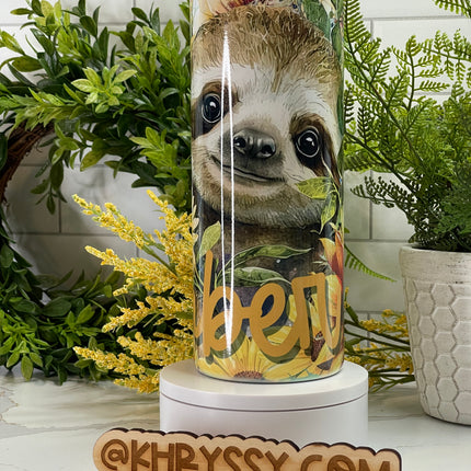 Cute Sloth Surrounded by Sunflowers 20oz Tumbler with Straw