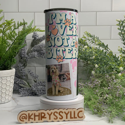 Paw-some Memories 20oz Personalized  Dog Lover Photo Frame Tumbler with Straw
