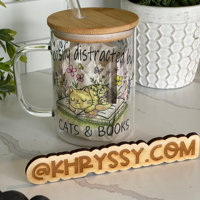 Cat Lover's Essential 17oz Clear Glass Coffee Mug with Straw