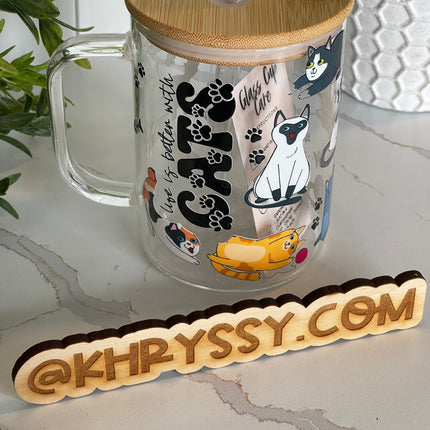 Life is Purrfect with Cats: 17oz Clear Glass Coffee Mug with Straw