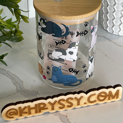 Life is Purrfect with Cats: 17oz Clear Glass Coffee Mug with Straw