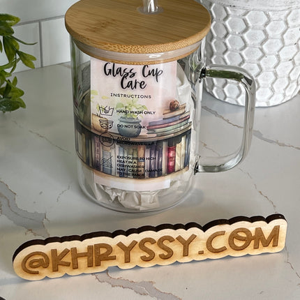 READY TO SHIP: Bookworm's Delight 17oz Clear Glass Coffee Mug with Straw