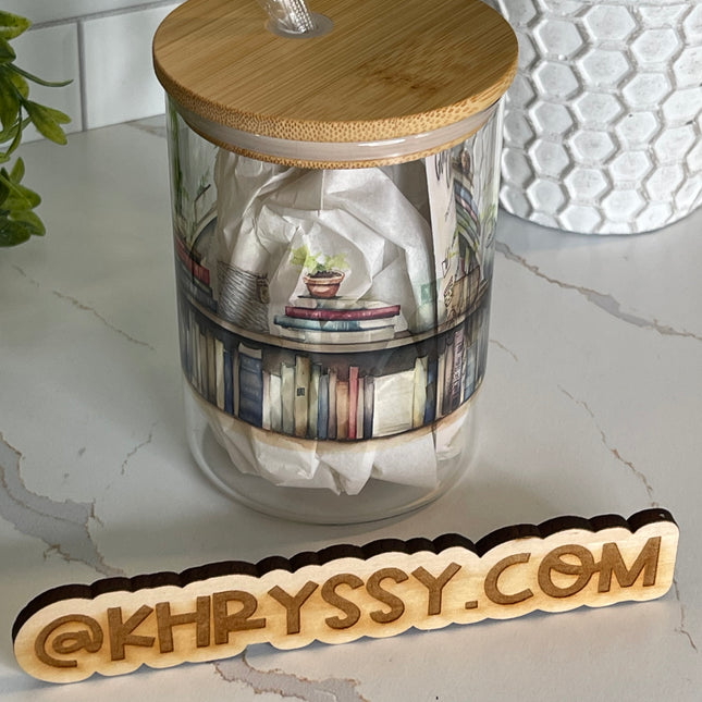 READY TO SHIP: Bookworm's Delight 17oz Clear Glass Coffee Mug with Straw