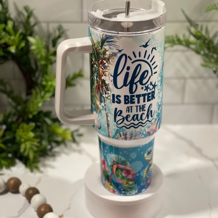 Life Is Better at the Beach 40oz Tumbler with Metal Straw
