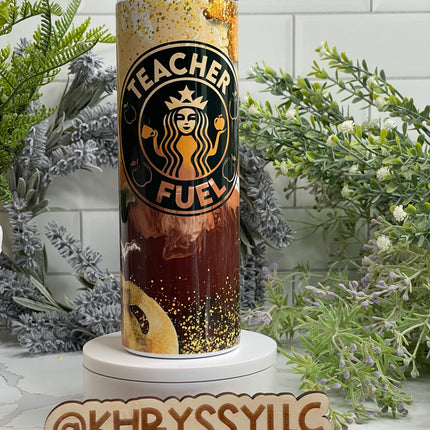 Teacher Fuel Custom 20oz Tumbler with Straw