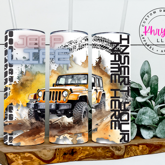 Adventure Enthusiast Yellow 20oz Tumbler with Straw