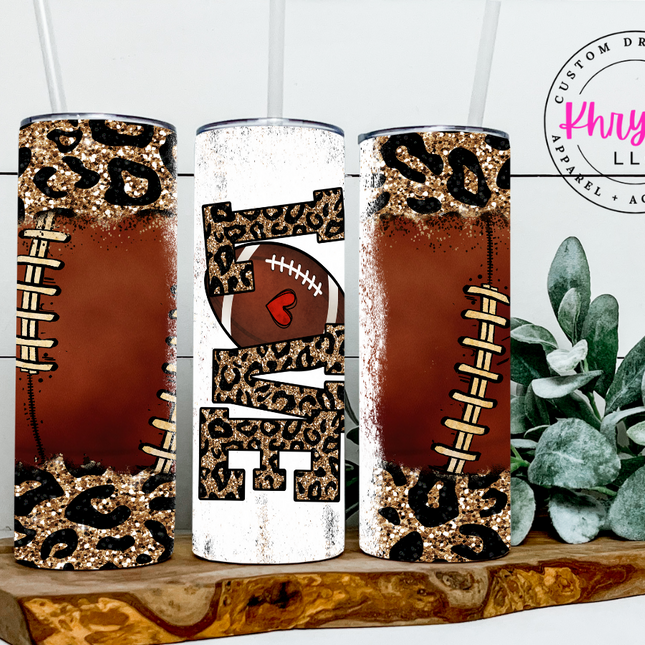 Game Day Love 20oz Football Tumbler with Straw
