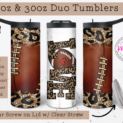 Game Day Love 20oz Football Tumbler with Straw