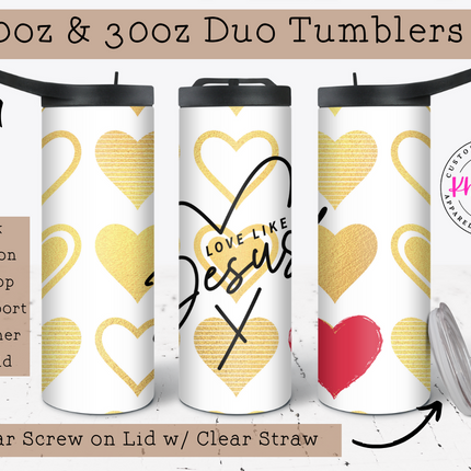 Red Heart Love Like Jesus 20oz Tumbler with Straw