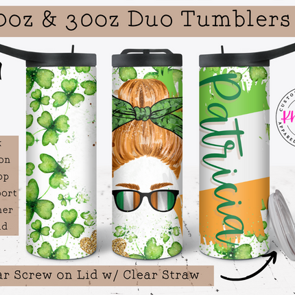 Luck of the Irish Name Personalization 20oz Tumbler with Straw