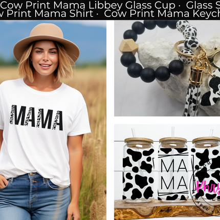 Cow Print Mama Farmhouse Gift Set
