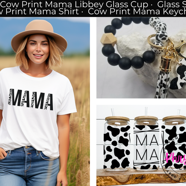 Cow Print Mama Farmhouse Gift Set