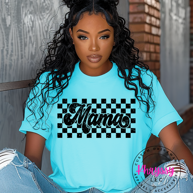 Checkered Retro Mama Distressed Unisex Shirt