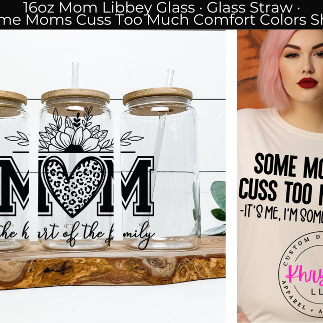 The Heart of the Family 16oz Libbey Glass Cup & Comfort Colors Shirt Gift Set