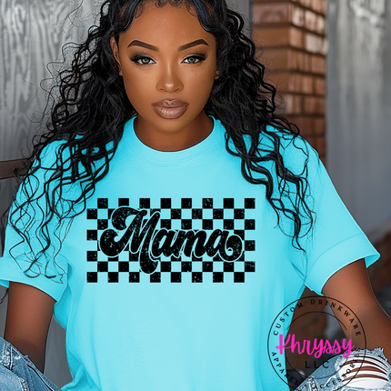 Checkered Retro Mama Distressed Unisex Shirt
