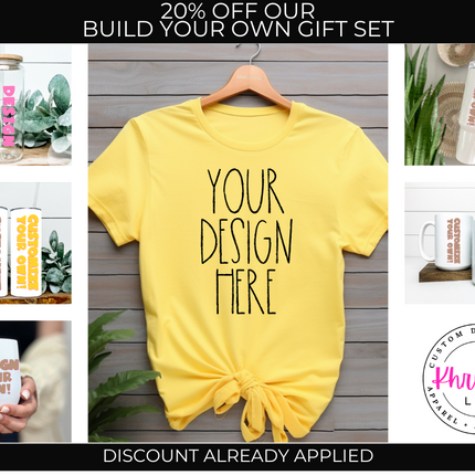 Build Your Own Custom Gift Set - Personalized Drinkware and Comfort Colors Unisex Shirt for Every Style!