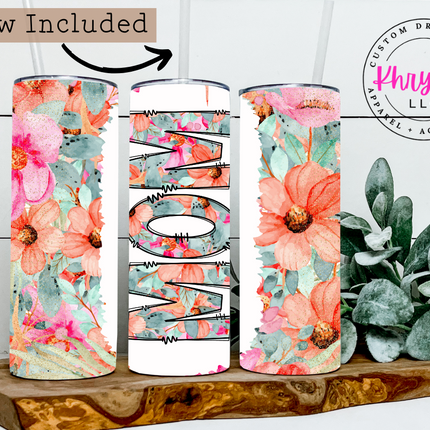 MOM Floral Bliss 20oz Tumbler with Straw