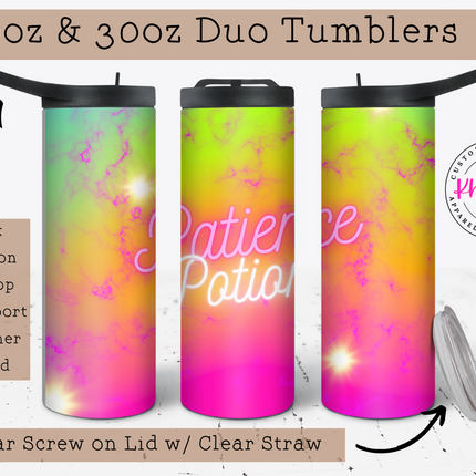Patience Potion Custom 20/30oz Tumbler with Straw