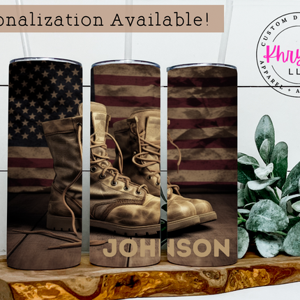 Patriot's Valor 20oz Military Tumbler with Straw