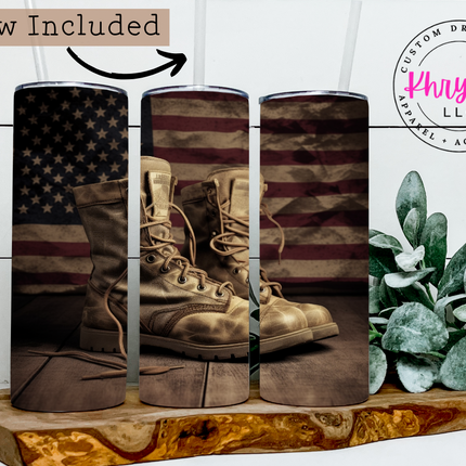 Patriot's Valor 20oz Military Tumbler with Straw