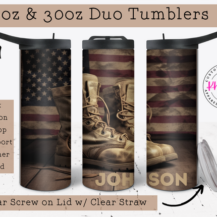 Patriot's Valor 20oz Military Tumbler with Straw
