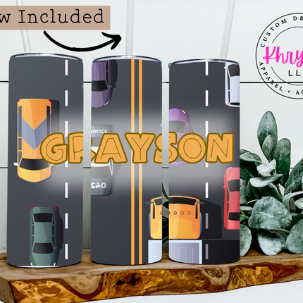 Wheels of Fun Personalized 12oz or 20oz Tumbler with Straw