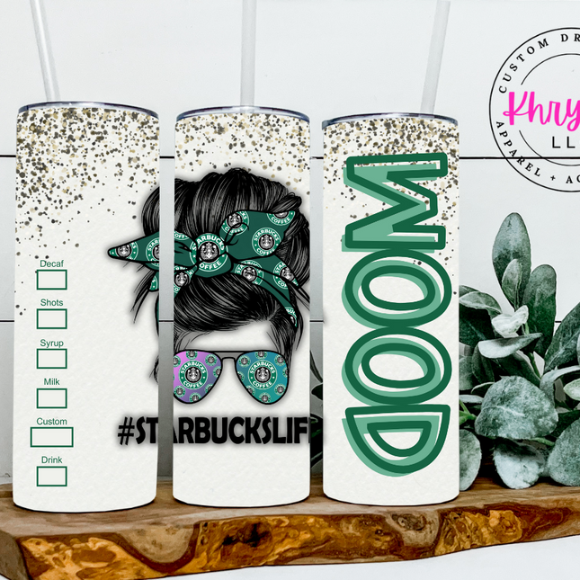 Coffee Theme Custom 20oz Tumbler with Straw